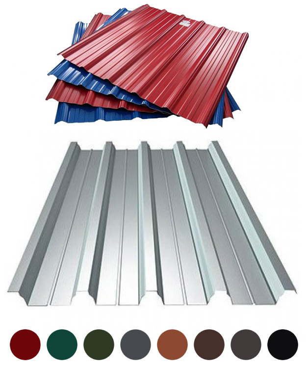 Профнастил покрівельний товщ. 0.6мм, хвиля 60мм, сталь DX51D цинк Z100, поліестер (PE) 25мкм, колір RAL, глянець